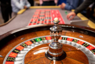 Close up of roulette wheel at the casino - Focus on foreground