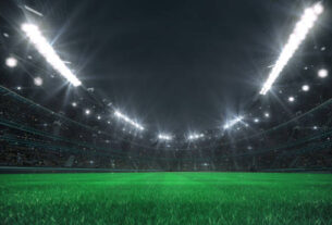 View from the player level. Sport category 3D illustration.